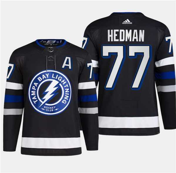 Men%27s Tampa Bay Lightning #77 Victor Hedman Black 2024 Stadium Series Stitched Jersey Dzhi->tampa bay lightning->NHL Jersey